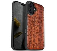 Carveit Funda Antigolpes para iPhone 17 Magnética con MagSafe, Carcasa Híbrida de Madera y Silicona TPU, Protección Antiarañazos (Rosa-Mano Quiromancia Mística)