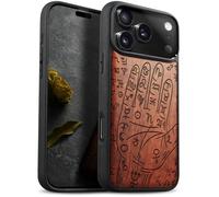 Carveit Funda Antigolpes para iPhone 17 Pro MAX Magnética con MagSafe, Carcasa Híbrida de Madera y Silicona TPU, Protección Antiarañazos (Rosa-Mano Quiromancia Mística)