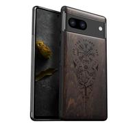 Carveit Funda de Compatible con Google Pixel 8 Carcasa [Madera y Silicona Híbrido Funda] Absorción de Impacto para Pixel 8 Funda estético Case (Madera Oscura-Brújula Vikinga)