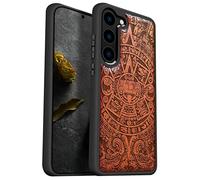 Carveit Funda de Madera Compatible con Samsung S23 Plus Carcasa de Madera y Bumper Silicona TPU para Galaxy S23 Plus Única Accesorios (Rosa-Calendario Maya)