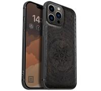 Carveit Funda Madera para iPhone 13 Pro MAX Compatible con MagSafe, Madera y Silicona Híbrido iPhone 13 Pro MAX Carcasa (Madera Oscura-Susurro del Abismo)