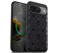 Carveit Funda Madera para Pixel 9 Compatible con MagSafe [Madera y Silicona Híbrido] Protectora Antigolpes para Pixel 9 Magnética Carcasa (Madera Oscura-Sugar Skull Bloom)