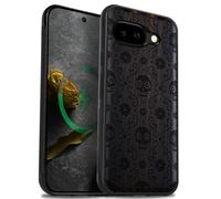 Carveit Funda Madera para Pixel 9a Compatible con MagSafe [Madera y Silicona Híbrido] Protectora Antigolpes para Pixel 9a Magnética Carcasa (Madera Oscura-Sugar Skull Bloom)