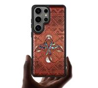 Carveit Funda Magnética para Galaxy S26 Ultra, Carcasa Híbrida de Madera Grabada e Incrustación de Concha, Bumper TPU Antigolpes y Antiarañazos (Rosa-Una Odisea Azteca)