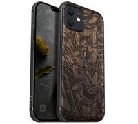 Carveit Funda Magnética para iPhone 12 Carcasa [Madera y Silicona Híbrido] Compatible con MagSafe iPhone 12 Cover (Nogal-Furia del Diablo)