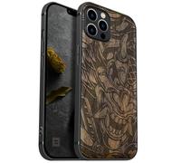 Carveit Funda Magnética para iPhone 12 Pro Carcasa [Madera y Silicona Híbrido] Compatible con MagSafe iPhone 12 Pro Cover (Nogal-Furia del Diablo)
