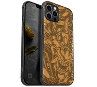 Carveit Funda Magnética para iPhone 12 Pro MAX Carcasa [Madera y Silicona Híbrido] Compatible con MagSafe iPhone 12 Pro MAX Cover (Cereza-Furia del Diablo)