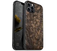 Carveit Funda Magnética para iPhone 12 Pro MAX Carcasa [Madera y Silicona Híbrido] Compatible con MagSafe iPhone 12 Pro MAX Cover (Nogal-Furia del Diablo)