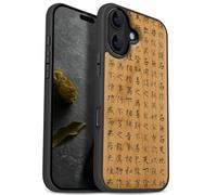 Carveit Funda Magnética para iPhone 17, Compatible MagSafe [Madera y Silicona TPU 2 en 1] Anti-Arañazos, Carcasa Antigolpes (Cereza-Caligrafía Tao Te Ching)