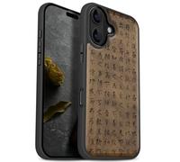 Carveit Funda Magnética para iPhone 17, Compatible MagSafe [Madera y Silicona TPU 2 en 1] Anti-Arañazos, Carcasa Antigolpes (Nogal-Caligrafía Tao Te Ching)