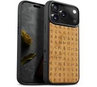 Carveit Funda Magnética para iPhone 17 Pro, Compatible MagSafe [Madera y Silicona TPU 2 en 1] Anti-Arañazos, Carcasa Antigolpes (Cereza-Caligrafía Tao Te Ching)