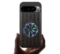Carveit Funda Magnética para para Google Pixel 10/10 Pro [Madera y incrustación de mejillones] Protectora Antigolpes para Pixel 10/10 Pro Carcasa Madera (Madera Oscura-Ecos de los Vikingos)