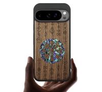 Carveit Funda Magnética para para Google Pixel 10 Pro XL [Madera y incrustación de mejillones] Protectora Antigolpes para Pixel 10 Pro XL Carcasa Madera (Nogal-Ecos de los Vikingos)