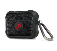 Carveit Funda para AirPods Pro 3, Grabado en Madera e incrustación de mejillones, Material TPU Duradero con Mosquetón (Madera Oscura-Phoenix en simetría)