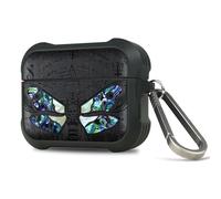 Carveit Funda para AirPods Pro 3, Grabado en Madera e incrustación de mejillones, Material TPU Duradero AirPods Pro 3 Carcasa con Mosquetón (Madera Oscura-Headmat of Death)