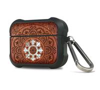 Carveit Funda para AirPods Pro 3, Grabado en Madera e incrustación de mejillones, Material TPU Duradero AirPods Pro 3 Carcasa con Mosquetón (Rosa-Mándala Floral)