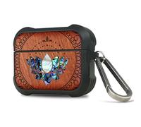 Carveit Funda para AirPods Pro 3, Grabado en Madera e incrustación de mejillones, Material TPU Duradero con Mosquetón (Rosa-Esencia de Mandala de Loto)