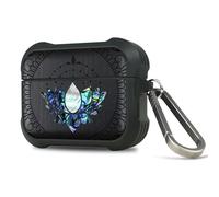 Carveit Funda para AirPods Pro 3, Grabado en Madera e incrustación de mejillones, Material TPU Duradero con Mosquetón (Madera Oscura-Esencia de Mandala de Loto)