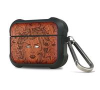 Carveit Funda para AirPods Pro 3, Grabado en Madera e incrustación de mejillones, Material TPU Duradero con Mosquetón (Rosa-El Enigma de Medusa)