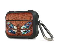 Carveit Funda para AirPods Pro 3, Grabado en Madera e incrustación de mejillones, Material TPU Duradero AirPods Pro 3 Carcasa con Mosquetón (Rosa-Headmat of Death)