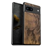 Carveit Funda para Google Pixel 8 Carcasa [Madera y Silicona Híbrido] Antigolpes Carcasa Compatible con Pixel 8 Cover (Nogal-La Gran Ola de Kanagawa)