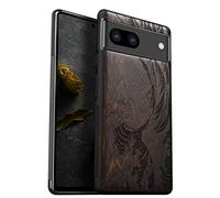 Carveit Funda para Google Pixel 8 Carcasa [Madera y Silicona Híbrido] Antigolpes Carcasa Compatible con Pixel 8 Cover (Madera Oscura-La Gran Ola de Kanagawa)
