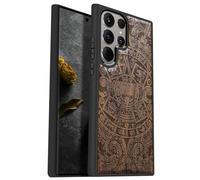 Carveit Funda para Samsung S24 Ultra Carcasa [Madera y Silicona Híbrido] Antigolpes Carcasa Compatible con Galaxy S24 Ultra Funda Madera (Nogal-Calendario maya)