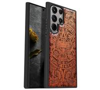 Carveit Funda para Samsung S24 Ultra Carcasa [Madera y Silicona Híbrido] Antigolpes Carcasa Compatible con Galaxy S24 Ultra Funda Madera (Rosa-Calendario maya)