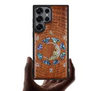 Carveit Magnética Funda para Samsung Galaxy S25 Ultra [Grabado en Madera e incrustación de mejillones] con Suave TPU Silicona Bumper Galaxy S25 Ultra Carcasa(Rosa-Un Enigma Manuscrito)