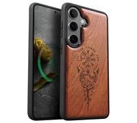 Carveit Magnética Funda para Samsung Galaxy S26 Plus [Madera y Silicona Híbrido] Compatible con MagSafe Protectora Antigolpes para Galaxy S26 Plus Carcasa (Rosa-Brújula Vikinga)