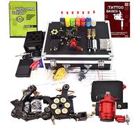 Carver Tattoo Kit 4 ametralladoras fuentes de alimentación, 2 máquinas rotativas, 2 máquinas de bobina, 7 tintas, fuente de alimentación LCD, 50 agujas, más accesorios