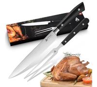 Carving Knife Set 2 Piece,Full Tang Carving Knife and Fork,German Stainless Steel Kitchen Knife for Turkey, Ham, BBQ, Carving Set with Gift Box,Great for Thanksgiving and Christmas Gifts