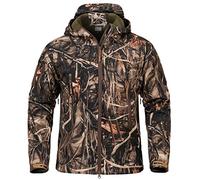 CARWORNIC Chaqueta táctica militar impermeable con capucha para hombre, chaqueta softshell de camuflaje Real Tree para caza al aire libre, con forro de felpa, M