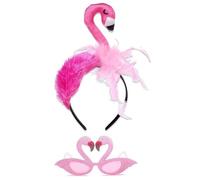 CARxlythic 2 piezas Accesorios de disfraz de fenicotero para mujeres : Diadema y gafas decorativas de fenicotero - Complementos de disfraz para fiesta de carnaval y juego de roles para adultos