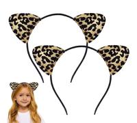 CARxlythic 2 Serre-Têtes Orejas de Gato Leopardo - Bandas con Motivo Leopardo para Niños, Accesorios Cosplay Reutilizables para Halloween,Carnaval,Fiestas de Disfraces,Fotos y Regalos Divertidos