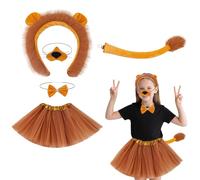 CARxlythic Accesorios de León Fancy, 5 Piezas Disfraz de León, Disfraz Niño, Orejas Diadema Cola de Lazo Nariz Tutú Set, de Carnaval Fiesta Temática Halloween