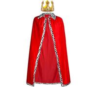 CARxlythic Conjunto del Príncipe de los Niños, 90cm Traje de Rey Medieval con Capa Roja y Traje de Rey, de la Corona del ReyDisfraz de Príncipe para Fiesta, Cumpleaños, Halloween