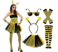 CARxlythic Disfraz de abeja para adultos, disfraz de carnaval para mujer, disfraz de animal, disfraz de abeja, disfraz para mujer, disfraz de mariquita, disfraz de carnaval por encima de las rodillas