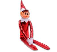 CARxlythic Elf Papá Noel Elfo de Vinilo Suave de Pierna Larga con Sombrero y Etiqueta, Color Rojo, Well Stuffed Toys Santa Divertida, niños, Amigos
