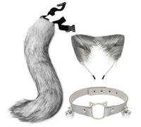 CARxlythic Fox Faux Fur Tail Cat Ears Diadema Carnaval Party Costume Neck Chocker Cosplay Set para Mujeres Disfraces Súper Enorme Cola Esponjosa Para Mujeres