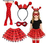 CARxlythic Set de Accesorios de Disfraz de Mariquita: Diadema, Máscara, Falda de Tul & Calcetas para Carnaval y Fiestas Temáticas