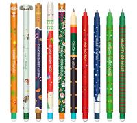 CARxlythic Set of erasable gel pens - Bolígrafo de gel borrable, ball on the end to remove temperature sensitive, tip diameter 0.7 mm (Navidad 10 Bolígrafos borrables)