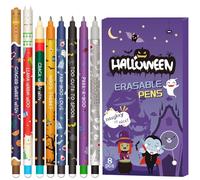 CARxlythic Set of erasable gel pens - Bolígrafo de gel borrable, ball on the end to remove temperature sensitive, tip diameter 0.7 mm (Halloween 8 Bolígrafos borrables)