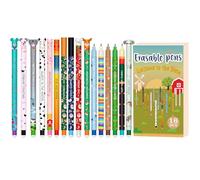 CARxlythic Set of erasable gel pens - Bolígrafo de gel borrable, ball on the end to remove temperature sensitive, tip diameter 0.7 mm (16 bolígrafos borrables con motivos agrícolas)