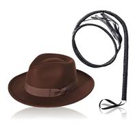 CARxlythic Sombrero de Explorador Marrón, Disfraz de Aventurero Trilby Cazador de Dinosaurios Arqueólogo Accesorios de Disfraces de Halloween, Conjunto de Accesorios de Disfraces