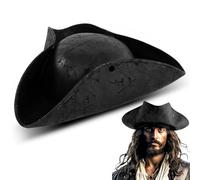 CARxlythic Sombrero pirata para adultos,Sombrero de cuero triángulo estilo colonial para la fiesta del lema pirata,Cosplay, Carnaval, fiestas de disfraces,Halloween, Negro