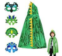 CARxlythic Traje de Dinosaurio de Halloween, 5 Pcs, Capa de Dinosaurio con Capucha y Máscara Dinosaurio, Capa de Disfraz de Dragón para Carnaval, Halloween, Cosplay, Fiestas Cumpleaños