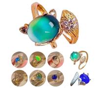 Carykon 2 anillos de estado de ánimo ajustables estilo zorro para mujer, 1 anillo de oro + 1 anillo de plata