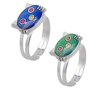 Carykon 2 anillos ovalados de estado de ánimo estilo retro ajustables para amantes de los amigos, talla única, nan, nan