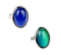 Carykon, 2 anillos ovalados, estilo retro, ajustables, para amantes y amigos, talla única, En storlek passar alla, Metal
